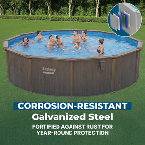 Bestway Hydrium 18' x 52" Round Steel Wall Above Ground Swimming Pool Set, Brown