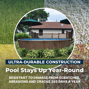Bestway Hydrium 18' x 52" Round Steel Wall Above Ground Swimming Pool Set, Brown