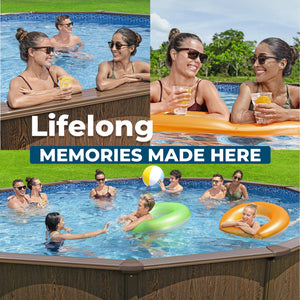 Bestway Hydrium 18' x 52" Round Steel Wall Above Ground Swimming Pool Set, Brown