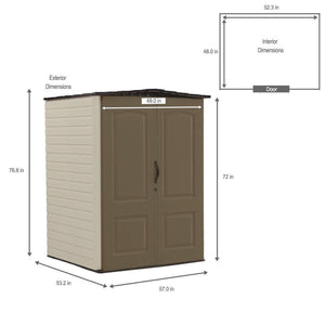 Rubbermaid 5x4 Ft Resin Weatherproof Outdoor Storage Shed, Canteen Brown/Putty