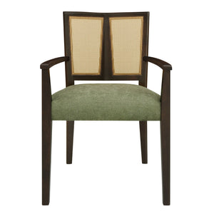 Mid Century Modern Arm Dining Chair Set with Rattan Backrest