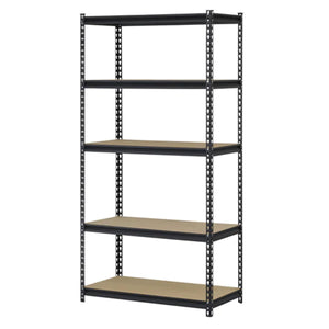 Juggernaut Storage 36" x 72" 5 Shelf Steel Utility Shelving Storage Unit, Black