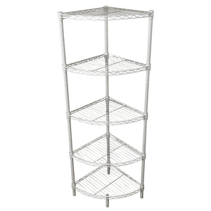 Juggernaut Storage Steel Wire 5-Tier Corner Home Shelving Unit Tower, White