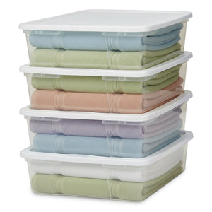 Homz 28 Qt Snaplock Clear Plastic Storage Container Bin with Secure Lid (4 Pack)