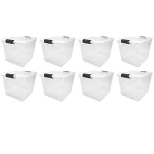 Homz Secure Latch Large Clear Stackable Storage Container Bin, 31 Quart (8 Pack)