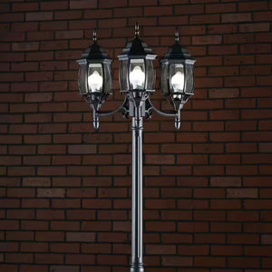 NOMA 7' Outdoor Lamp Post Triple Head All Weather Classic Decor Light, Black