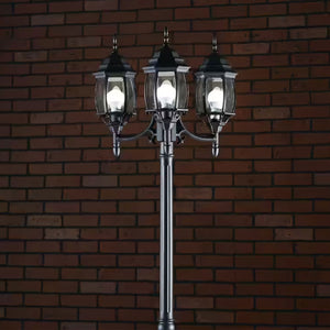NOMA 7' Outdoor Lamp Post Triple Head All Weather Classic Decor Light, Black