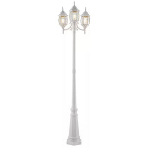 NOMA 7' Outdoor Lamp Post Triple Head All Weather Classic Decor Light, White