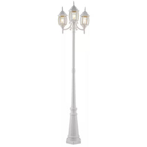 NOMA 7' Outdoor Lamp Post Triple Head All Weather Classic Decor Light, White