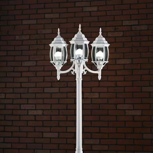 NOMA 7' Outdoor Lamp Post Triple Head All Weather Classic Decor Light, White