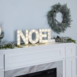 NOMA 24" Pre-Lit Flocked Frosted Fir Christmas Wreath with 25 Warm White Lights