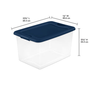 Sterilite 64 Quart Latching Plastic Storage Container Tote, Marine Blue (6 Pack)