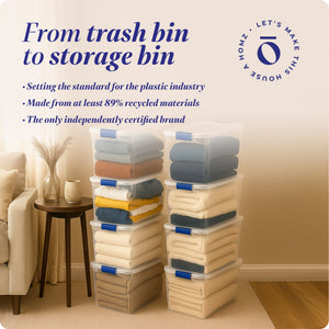 Homz 112 Quart Heavy Duty Clear Plastic Stackable Storage Containers, 8 Pack