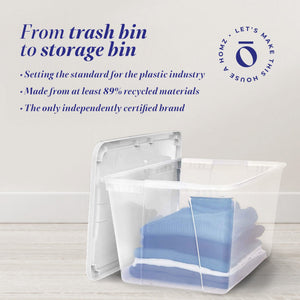 Homz 56qt Snaplock Clear Plastic Storage Container Bin with Secure Lid (4 Pack)
