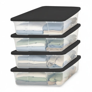 Homz Snaplock 28 Quart Clear Organizer Storage Container Bin with Lid, (4 Pack)