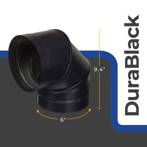 DuraVent DuraBlack 6" Drip Free Single Wall 90 Degree Elbow Stove Pipe, Black