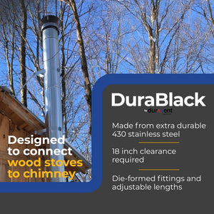 DuraVent DuraBlack 6" Stainless Steel Single Wall 45 Degree Elbow Stove Pipe