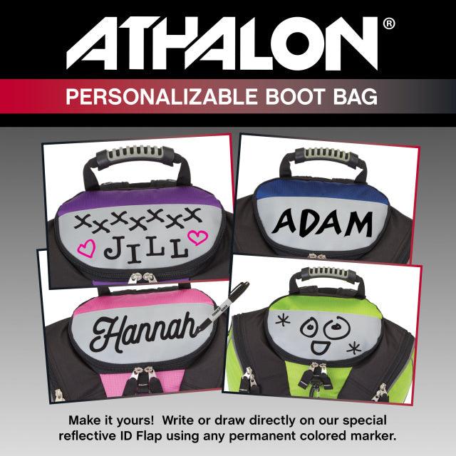 Athalon Tri-Athalon Kids Personalizeable Kids Boot Bag /Backpack for Skiing, Snowboarding, Holds Boots, Helmet, Goggles, Gloves