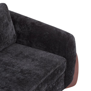 89"L Sofa with Chenille Fabric and Wooden Legs