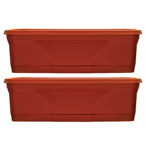 Southern Patio 36 Inch Medallion Hanging Garden Box Planter, Terracotta (2 Pack)