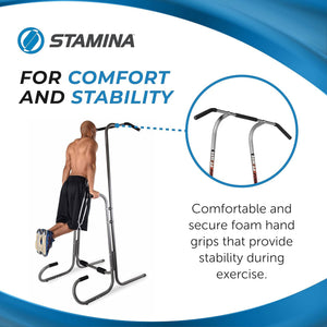 Stamina 1690 Power Tower Dip Pull Up Bar Exercise Station w/ Smart Workout App