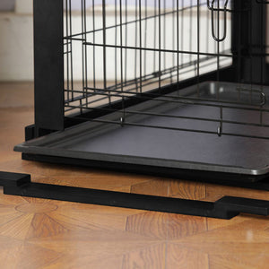 Merry Products Pet Cat Washroom Bench with Removable Partition Wall, Walnut + Merry Products Decorative Pet Cage w/ Protection Box End Table, Black