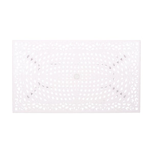 Celestine Outdoor Cast Aluminum Dining Table with Floral Lattice Design and Umbrella Holder
