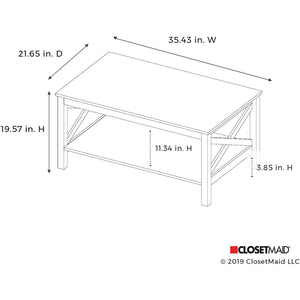 ClosetMaid X Frame Living Room Accent Coffee Table with Shelf Storage, White - TRAPSKI
