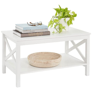ClosetMaid X Frame Living Room Accent Coffee Table with Shelf Storage, White - TRAPSKI