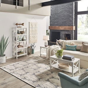 ClosetMaid X Frame Living Room Accent Coffee Table with Shelf Storage, White - TRAPSKI