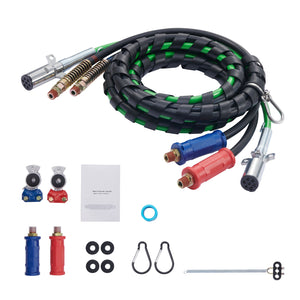 12FT Semi Truck Air Lines Kit with Glad Hands and 7-Way ABS Power Line