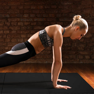 BalanceFrom Fitness GoGym 6x2ft Folding 3 Panel Exercise Mat with Handles, Black
