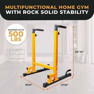 BalanceFrom Multi-Function Home Gym Exercise Dip Stand, 500lb Capacity, Yellow