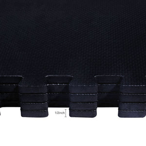 BalanceFrom Puzzle Exercise Mat 1/2" Thick, EVA Interlocking Foam Floor Tiles for Home Gym, Mat for Home Workout Equipment, Floor Padding for Kids, Black, 24 in x 24 in x 1/2 in, 24 Sq Ft - 6 Tiles