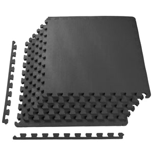 BalanceFrom Puzzle Exercise Mat 1/2" Thick, EVA Interlocking Foam Floor Tiles for Home Gym, Mat for Home Workout Equipment, Floor Padding for Kids, Black, 24 in x 24 in x 1/2 in, 24 Sq Ft - 6 Tiles