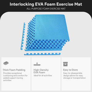 BalanceFrom Fitness 24 Sq Ft Interlocking EVA Foam Exercise Mat Tiles, Blue - TRAPSKI