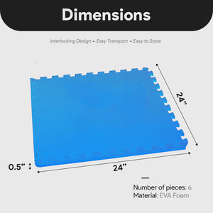 BalanceFrom Fitness 24 Sq Ft Interlocking EVA Foam Exercise Mat Tiles, Blue - TRAPSKI