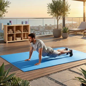 BalanceFrom Fitness 24 Sq Ft Interlocking EVA Foam Exercise Mat Tiles, Blue - TRAPSKI