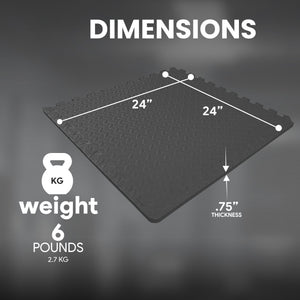 BalanceFrom Fitness 24 Sq Ft Interlocking EVA Foam Exercise Mat Tiles, Black