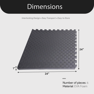 BalanceFrom Fitness 24 Sq Ft Interlocking EVA Foam Exercise Mat Tiles, Gray