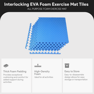 BalanceFrom Fitness 24 Sq Ft Interlocking EVA Foam Exercise Mat Tiles, Blue
