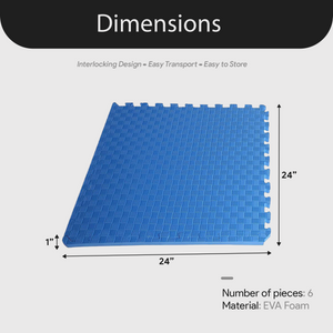 BalanceFrom Fitness 24 Sq Ft Interlocking EVA Foam Exercise Mat Tiles, Blue