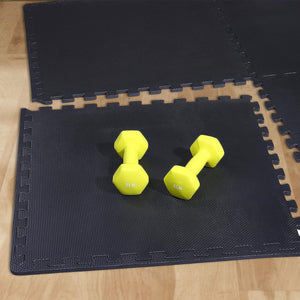 BalanceFrom Fitness 72 Sq Ft Interlocking EVA Foam Exercise Mat Tiles, Black