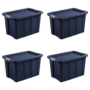 Sterilite Tuff1 30 Gallon Plastic Storage Tote Bin w/Latching Lid, Blue (4 Pack)