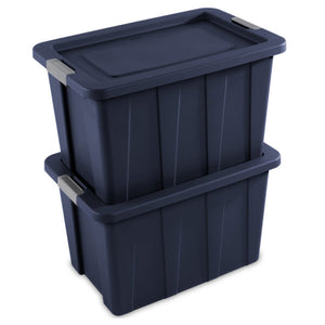Sterilite Tuff1 30 Gallon Plastic Storage Tote Bin w/Latching Lid, Blue (4 Pack)