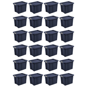 Sterilite Tuff1 18 Gal Plastic Storage Tote Bin w/Latching Lid, Blue (24 Pack)