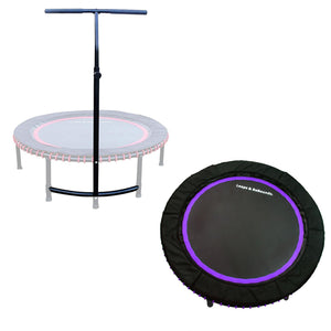 LEAPS & REBOUNDS 48" Adjustable Stability Bar w/ 48" Fitness Trampoline, Purple - TRAPSKI