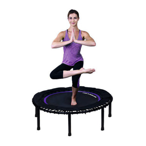 LEAPS & REBOUNDS 48" Adjustable Stability Bar w/ 48" Fitness Trampoline, Purple - TRAPSKI