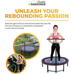 LEAPS & REBOUNDS 48" Adjustable Stability Bar w/ 48" Fitness Trampoline, Orange