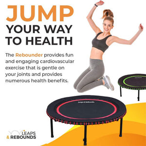 LEAPS & REBOUNDS 40" Adjustable Stability Bar w/ 40" Fitness Trampoline, Orange